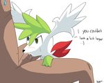  &lt;3 ambiguous_gender angry blush cum cum_in_mouth cum_inside default0100 fellatio fur human interspecies legendary_pok&eacute;mon male mammal nintendo oral penis pok&eacute;mon pok&eacute;philia saliva sex shaymin shaymin_(sky_form) size_difference text upset video_games white_fur 