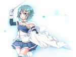  armband baton_(instrument) blue_eyes blue_hair cape gloves magical_girl mahou_shoujo_madoka_magica mahou_shoujo_madoka_magica_movie miki_sayaka short_hair smile solo soul_gem takase_kou thighhighs zettai_ryouiki 