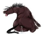  after_sex anus black_hair brown_fur butt cum cum_in_ass cum_inside cum_leaking equine feral fur hair male mammal nabesiki plain_background raised_tail saliva solo sweat tongue tongue_out 