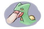  2015 abstract_background ambiguous_gender blush disembodied_penis duo erection feral glans human interspecies licking looking_down male mammal nintendo nude open_mouth oral penis pok&eacute;mon reptile scalie sceptile sweat tongue tongue_out video_games 