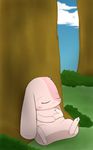  3_toes :3 blush eyelashes eyes_closed female happy_happy_clover lago lagomorph long_ears lop_eared_bunny lop_eared_rabbit mallow mammal meru pixiv rabbit short_fur sleeping solo toes tree 