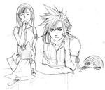  cait_sith cloud_strife cloud_tifa couple final_fantasy final_fantasy_vii marlene monochrome tifa_lockhart tifa_lockheart 