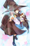  black_legwear calico cape cat hat kita_high_school_uniform kneehighs loafers nagato_yuki school_uniform serafuku shamisen_(suzumiya_haruhi) shoes socks solo star suzumiya_haruhi_no_yuuutsu urabi_(tomatohouse) wand witch_hat 