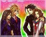  2boys 2girls aerith_gainsborough cloud_strife cloud_tifa couple final_fantasy final_fantasy_vii multiple_boys multiple_girls tifa_lockhart tifa_lockheart zack zack_aeris zack_fair 