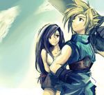  cloud cloud_strife cloud_tifa final_fantasy final_fantasy_vii hug lowres sky tifa_lockhart tifa_lockheart 