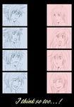  4koma blue cloud_strife cloud_tifa comic final_fantasy final_fantasy_vii monochrome pink smile sweatdrop tifa_lockhart tifa_lockheart 