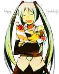  closed_eyes green_hair happy_birthday hatsune_miku kl long_hair smile solo twintails vocaloid 