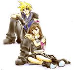  cloud_strife cloud_tifa final_fantasy final_fantasy_vii hand_on_another's_head hand_on_head lowres tifa_lockhart tifa_lockheart 