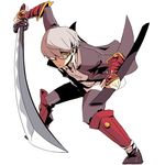  armor bad_id bad_pixiv_id glasses grey_eyes japanese_armor katana kote male_focus memeck narukami_yuu persona persona_4 samurai silver_hair simple_background solo suneate sword weapon white_background 