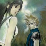  cloud_strife cloud_tifa final_fantasy final_fantasy_vii lowres sky star tifa_lockhart tifa_lockheart 