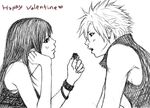  cloud_strife cloud_tifa couple final_fantasy final_fantasy_vii lowres monochrome tifa_lockhart tifa_lockheart valentine 