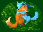  2015 canine digital_media_(artwork) fern fox grass hug kekpafrany light mammal wolf 
