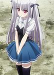  absolute_duo long_hair pleated_skirt purple_eyes school_uniform screencap silver_hair thighhighs yurie_sigtuna 