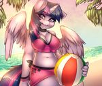  2015 anthro anthrofied beach beach_ball cleavage clothed clothing cutie_mark equine female friendship_is_magic hair horn mammal mixipony my_little_pony navel outside purple_eyes seaside smile solo twilight_sparkle_(mlp) water winged_unicorn wings 