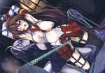  bdsm bondage bound breast_grab breasts dutch_angle grabbing highres kantai_collection large_breasts monikano multiple_girls nipples no_bra open_clothes open_shirt panties pussy_juice re-class_battleship shirt thighhighs torn_clothes underwear yamato_(kantai_collection) 