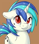  2015 animated blue_hair cutie_mark equine fearingfun female feral friendship_is_magic hair horn mammal my_little_pony plain_background red_eyes smile solo two_tone_hair unicorn vinyl_scratch_(mlp) 