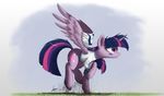  2015 clothing dirt equine face_paint female football_uniform friendship_is_magic grass hair horn mammal my_little_pony ncmares paint purple_eyes purple_hair solo twilight_sparkle_(mlp) winged_unicorn wings 