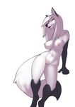  2015 anthro artic_fox breasts female fur hair kristen lost-paw nipples nude plain_background solo white_background white_fur white_hair yellow_eyes 