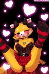  &lt;3 aggressive_retsuko ailurid anthro arm_support belt black_clothing blush bow butt clothing female happy jewelry leaning leaning_back legs_up legwear lingerie lumineko mammal necklace open_mouth panties patreon red_clothing red_panda red_skirt retsuko seductive simple_background sitting skirt skull socks solo spread_legs spreading stockings striped_legwear striped_stockings stripes tongue tongue_out underwear upskirt url wrist_cuff 