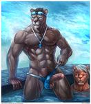  cheetahpaws clothing erection eyewear feline goggles male mammal panther penis pool smile speedo standing surprise swimsuit wet whistle 