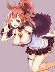  between_breasts bracelet breasts cleavage crown disgaea frilled_skirt frills highres jewelry large_breasts looking_at_viewer makai_penguin makai_senki_disgaea_5 necktie necktie_between_breasts one_eye_closed open_mouth ponytail red_eyes red_hair seraphina_(disgaea) short_hair skirt solo 