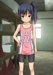  bike_shorts black_hair original ryunnu short_hair side_ponytail solo 