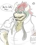  beef bowser cigarette clothing dragon dragonslash eyewear father glasses hairy hairy_chest horny invalid_tag king koopa koopa_king mario_bros muscles necktie nintendo open_shirt parent pecs royalty scalie shirt smoking video_games 