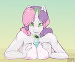 anthro big_breasts bottle breast_squish breasts equine female friendship_is_magic fur horn horse magic mammal my_little_pony nipples oops_(artist) pony sweetie_belle_(mlp) titfuck unicorn white_fur 