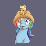  2015 alasou applejack_(mlp) cute earth_pony equine female feral friendship_is_magic horse mammal my_little_pony pegasus pony rainbow_dash_(mlp) size_difference wings 