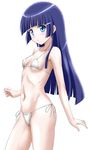  :o aoki_reika bazeru bikini blue_eyes blue_hair breasts covered_nipples long_hair navel precure ribs side-tie_bikini small_breasts smile_precure! standing strap_gap swimsuit 