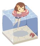  afloat animated animated_gif brown_hair chibi closed_eyes crab dav-19 full_body hair_ornament hairclip hirasawa_yui innertube k-on! lowres one-piece_swimsuit partially_submerged pixel_art school_swimsuit short_hair solo swimsuit transparent_background water 