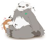  bear blush chubby cuddling duo ferret japanese_text linoone mammal mustelid nintendo pangoro pok&eacute;mon text video_games white_monkey 