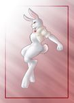  alice_the_rabbit bloody_roar border bottomless clothed clothing collar digital_media_(artwork) feet female fur gradient_background half-dressed lagomorph mammal open_shirt pose rabbit shirt solo white_fur 