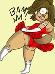  beaver big_butt brown_hair butt cartoon_network clothing eileen english_text eyewear female glasses hair looking_at_viewer looking_back mammal one_eye_closed panties regular_show rodent skirt socks solo text thick_thighs underwear vono wink 