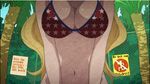  +_+ 1girl animated animated_gif bikini blonde_hair blue_eyes bouncing_breasts breasts cleavage dog kimura_kaere large_breasts long_hair lowres puppy sayonara_zetsubou_sensei subtitled swimsuit 