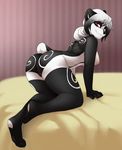  2015 anthro bear bed breasts butt female jailbird mammal nipples nude panda presenting presenting_hindquarters pussy red_eyes rose_(sathirran) smile solo 