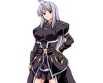  armor breasts genderswap king_of_fighters long_hair m.u.g.e.n original_zero silver_hair solo zeroko 