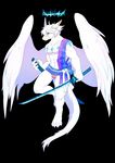  angel dragon feathers furred+dragon katana kyu lingguang male scalie sword weapon 