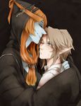  1boy 1girl blonde_hair couple dirty eyes_closed grey_skin hug link midna midna_(true) orange_hair ruebird spoilers the_legend_of_zelda the_legend_of_zelda:_twilight_princess twili_midna twilight_princess 