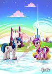  2015 equine female feral friendship_is_magic horn husband_and_wife male mammal my_little_pony mysticalpha princess_cadance_(mlp) shining_armor_(mlp) snow unicorn winged_unicorn wings 