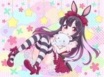  :3 animal_ears ankle_ribbon armband bad_id bad_tumblr_id bangs blush bunny_ears check_(check_book) checkered cloud commentary_request dress droplet floral_print frilled_dress frilled_sleeves frills hair_ribbon high_heels hug knees_together_feet_apart leaning_back long_hair original polka_dot pumps ribbon sitting solo star stitches striped striped_background striped_legwear stuffed_animal stuffed_toy teddy_bear thighhighs vertical-striped_background vertical_stripes 