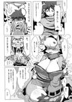  big_breasts breasts canine clothed clothing comic female fox fur hair huge_breasts human japanese_clothing kemono kimono long_hair male mammal monochrome ricosye skirt wide_hips 