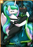  2015 blush changeling equine female feral friendship_is_magic horn mammal my_little_pony princess_celestia_(mlp) queen_chrysalis_(mlp) vavacung winged_unicorn wings 