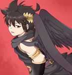  1boy ahoge angel_wings black_hair dark_pit feathered_wings feathers kid_icarus kid_icarus_uprising koineko_(aph0310) male male_focus nintendo red_eyes short_hair solo tongue tongue_out wings 