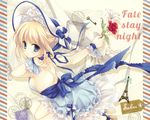  blonde_hair breasts dress fate/stay_night fate_(series) flower hat saber sideboob tatekawa_mako 