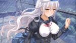  1girl breasts large_breasts rain sakura_angels white_hair 