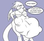  2014 abdominal_bulge anthro anthrofied avian big_penis breasts dialogue dickgirl english_text friendship_is_magic gilda_(mlp) grin gryphon huge_penis hungrysuccubus intersex my_little_pony penis plain_background text vore wings 