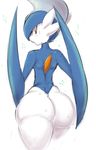  2015 anthro back big_butt blush butt gallade hair humanoid looking_at_viewer looking_back male nintendo open_mouth orange_eyes pok&eacute;mon shiny shiny_pok&eacute;mon solo standing sweat video_games walking ylwkirby 