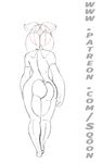  2015 2_toes alien ambiguous_gender animated big_butt butt monochrome nude puwa rear_view shaking_butt sketch skoon_(character) solo tendrils toes unknown_artist walking wide_hips 