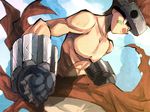  bare_chest brass_knuckles facial_mark gloves houshin_engi male_focus nataku red_hair shirtless solo spiked_knuckles weapon yk-kz 